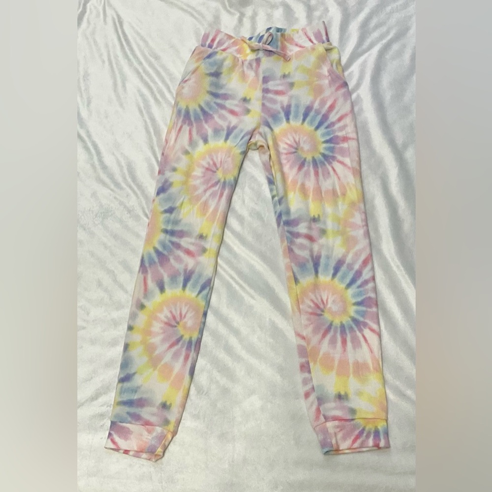 Love Fire Tie Dye Soft Drawstring Joggers In Rainbow Size M NWOT